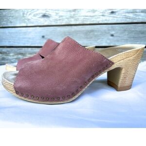 DANSKO Tandi Leather Peep-Toe Heeled Sandal in Rose | Size 38 (US 7.5-8)